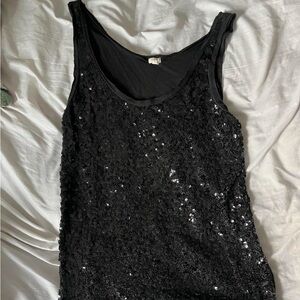 J. Crew Black Sequin Tank Top